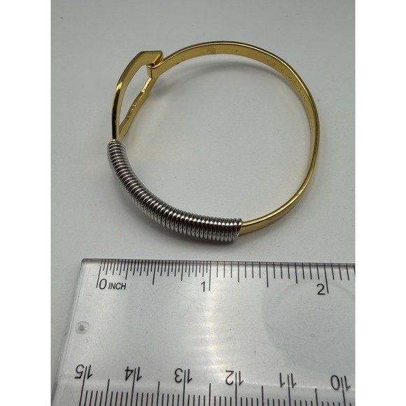 Speidel USA Vintage Mixed Metal Gold Silver Tone Coil Spring Bangle Bracelet - Picture 6 of 6